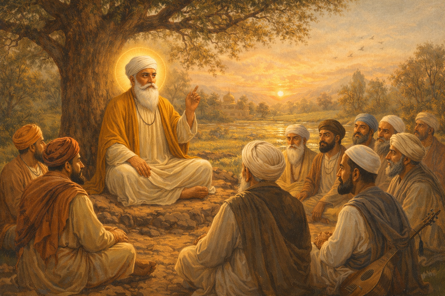Guru Nanak Dev Ji Teaching Under a Tree